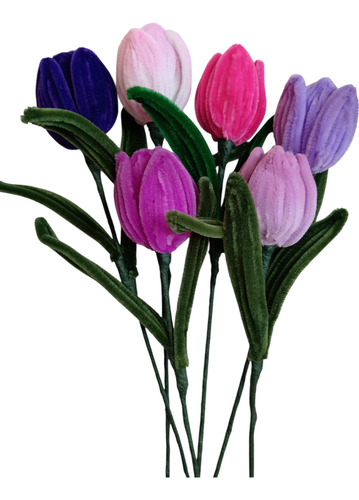 Tulipanes Eternos De Limpiapipas 6 Pzas Mayoreo.