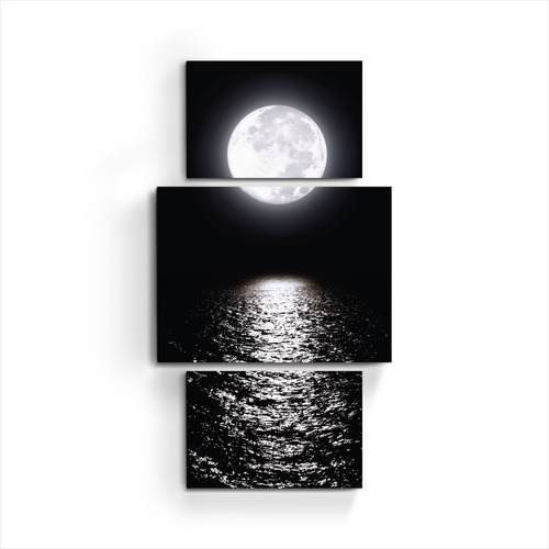 Cuadros Tripticos Impresos Abrstracto Moderno Luna Amanecer