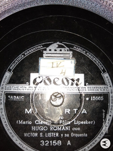 Pasta Hugo Romani Victor Lister Odeon C119