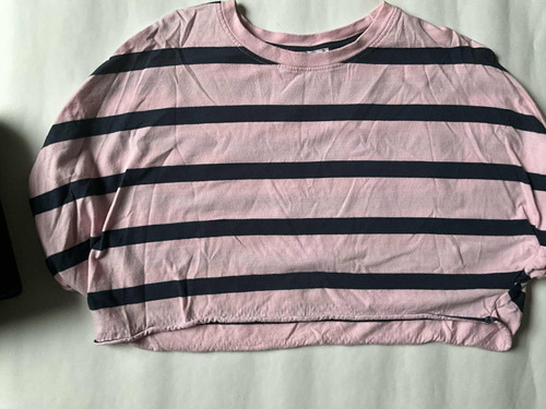 Blusa Corta Rosa Con Rayas Talla 14