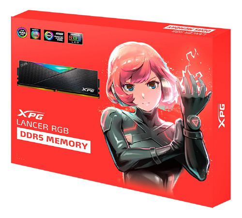 Memoria RAM Adata XPG Lancer Black RGB DDR5 6400 Mhz Cas 32 2x16 GB - 32 GB AX5U6400C3216G-DCLARGBK