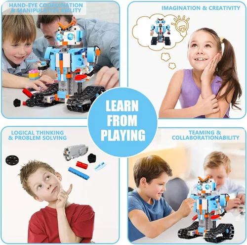 Stem Ing Block Toy Rc Robot Para Niños, App Controlle...
