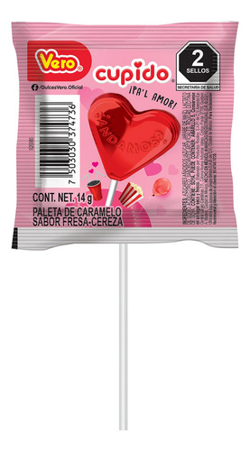 Vero Cupido Corazón Cereza Con Fresa Caramelo Dulce 40 Pz