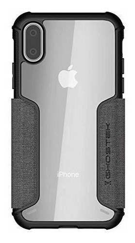 Funda De Piel Con Tapa Gris Para iPhone XR Calidad Premium  