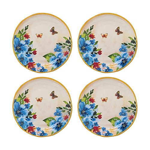 Butterfly Gourmet Art 4-piece Melamine 6 Inch Plate, Dessert