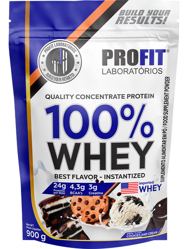 100% Whey - Isolado E Concentrado Refil 900g - Profit Sabor Cookies And Cream