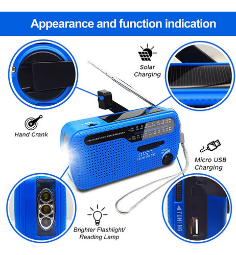 Am/fm/sw Radio Eléctrica Recargable Multibanda De Manivela