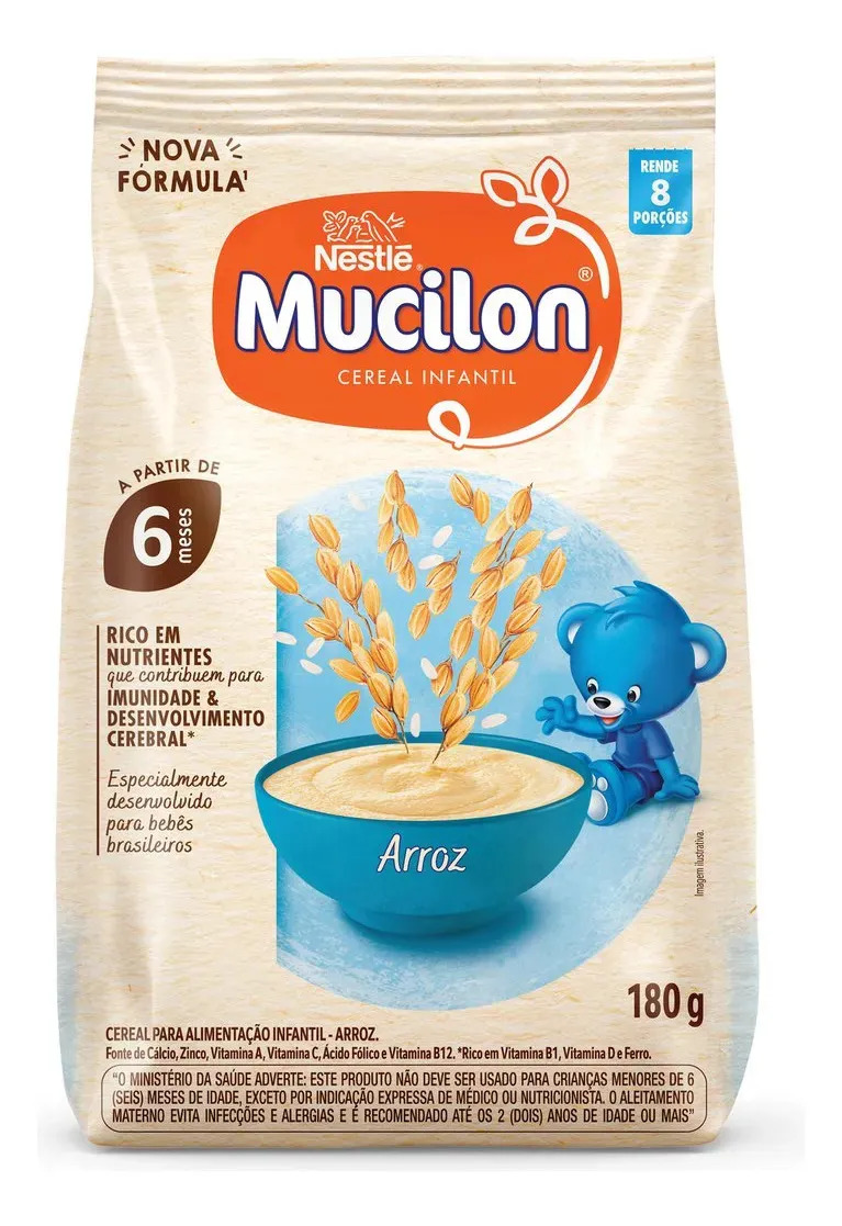 Cereais infantil Nestlé Mucilon arroz em pacote 180g