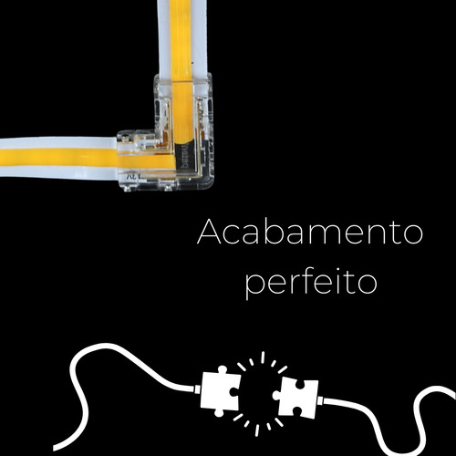 Kit 10 Emendas Curvas 90° Transparente P/ Fita Led Cob / 8mm