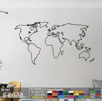 Comprar Vinilos Decorativos Mapa Mundial Silueta Stickers Para Sala