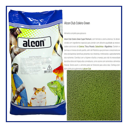 Alcon Club Coleiro Green Super Premium 5kg Kit Com 3