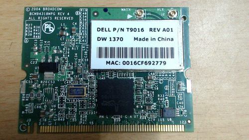 G Mini Pci Card Y8029 Dell Dw1370 Wireless 802.11b (Usado)