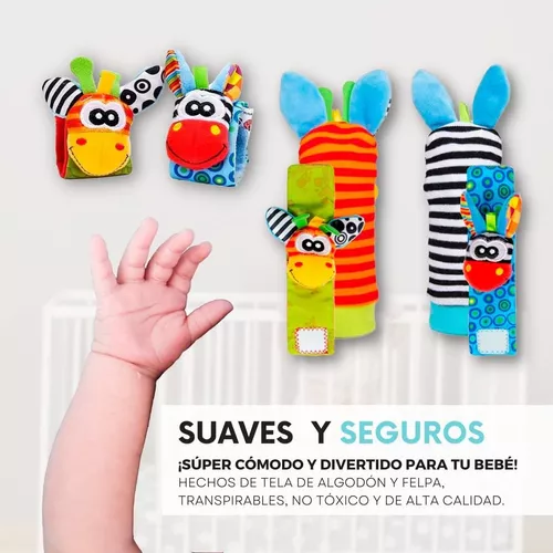 Calcetines Y Muñequeras Sonajeros De Peluche Para Bebé 4pcs