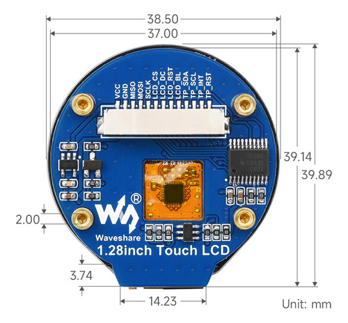 Pantalla Redonda De Desarrollo Electronica Touch 1.28'' Ips