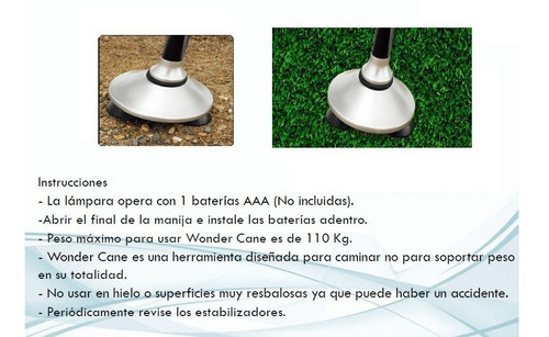 Bastón Plegable Con Lámpara Led Y Alarma Sos Base 360 Grados