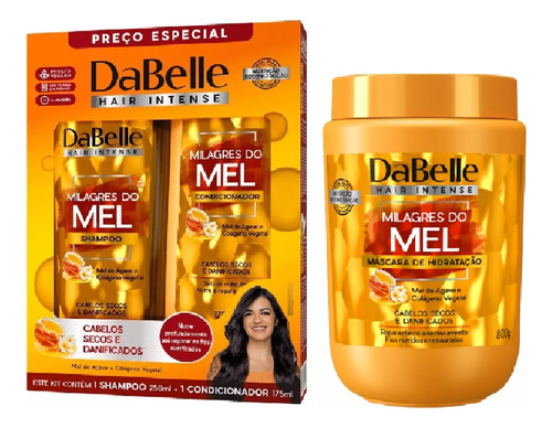Dabelle Hair Milagres Do Mel Kit Sh375ml+cond175ml+másc800g