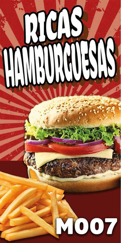 Pendón Publicitario De Hamburguesas De 50x100cm