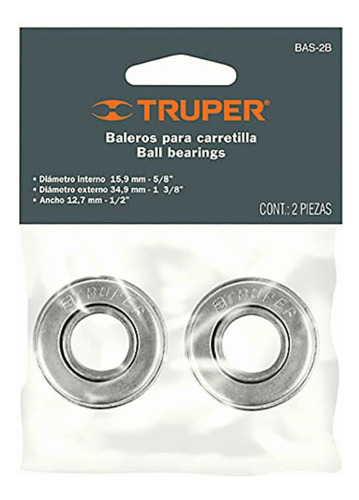 Truper Bas-2b, Balero Para Carretilla, Bolsa Con 2 Piezas