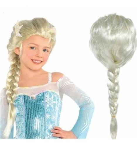 Peluca Elsa Trenza Rubia Ideal Disfraz Para Niña.