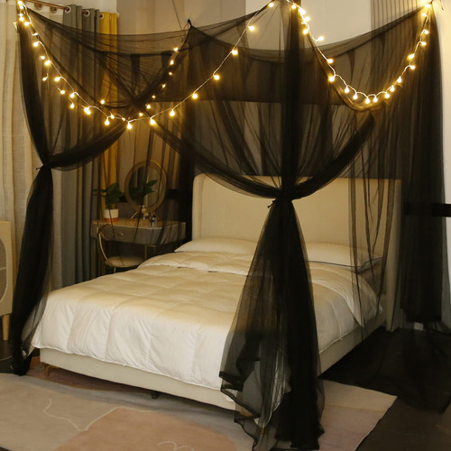 Mengersi Cortinas De Cama Con Dosel Con Luces, Elegantes Cor