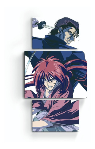 Cuadro Triptico 40x70 Rurouni Kenshin Samurai X Manga Anime