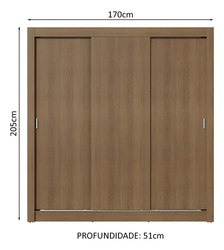 Guarda-roupa Casal 3 Portas De Correr Nobre Madesa Cor Rustic