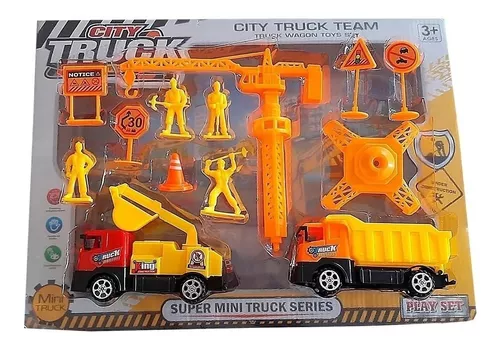 Construction Team Kit Construção com 3 Caminhões Brinquedo