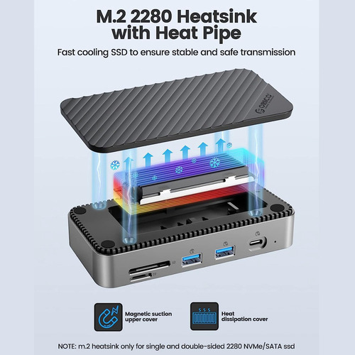 Hub Usb C De Orico Con Carcasa Ssd M.2, Usb-c D 10 En 1 De