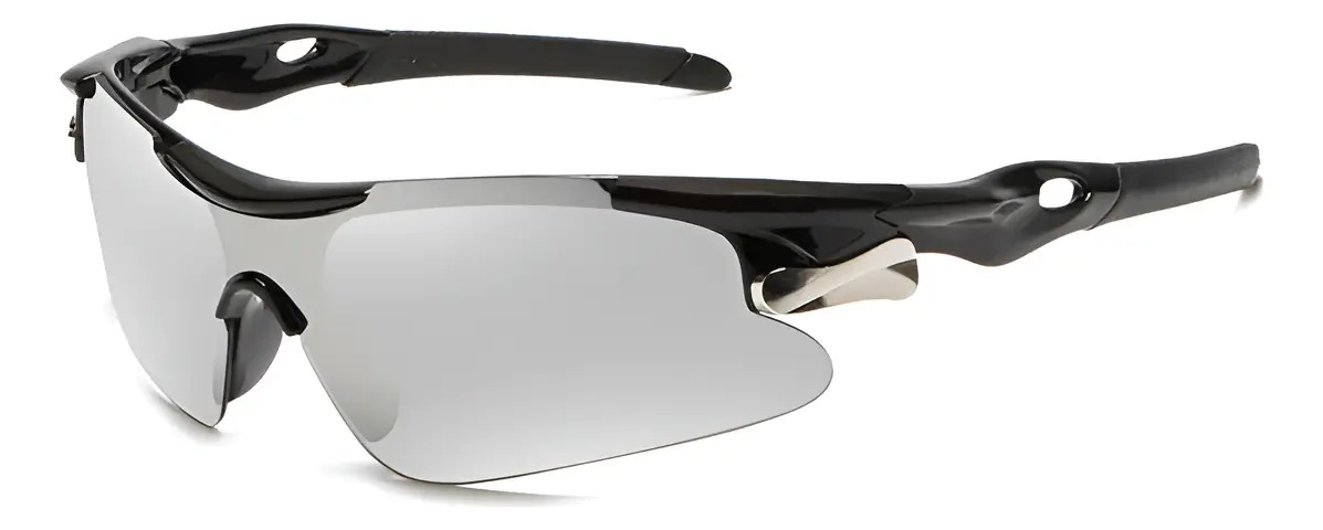 Gafas Lentes de Sol Deportivas Ciclismo Protección Uv400 Lente Gris Plata Armazón Negro