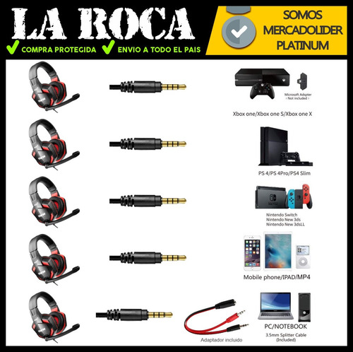 Auricular Microfono Gaming Ps4 Pc Gamer Xbox Streaming