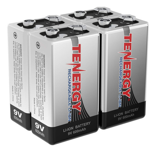 Tenergy Combo: 4 Baterias Recargables De Iones De Litio De 9