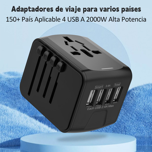 Adaptador Enchufe Universal Viaje Internation+porta Pasaport