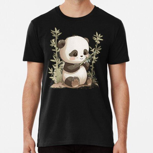 Remera Bebé Oso Panda Con Palo De Bambú Algodon Premium