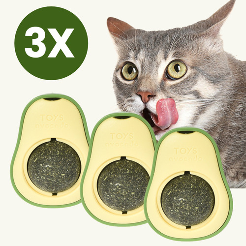 Kit 3 Abacate Brinquedo Para Gato Com Bola Catnip Removível