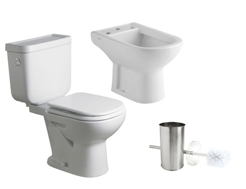 Inodoro Largo Deposito Bidet Asiento Ferrum Bari + Escobilla