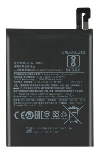 Batería Para Xiaomi Redmi Note 6 Pro Bn48