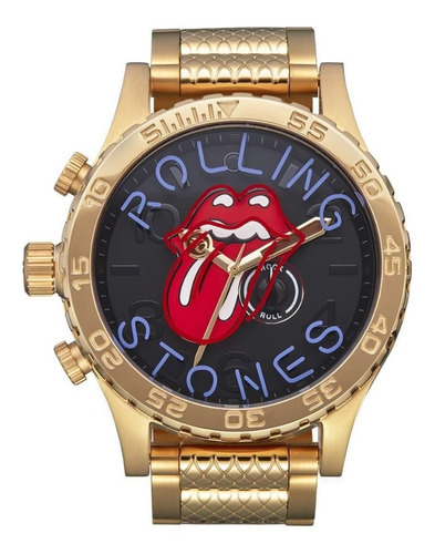 Reloj Nixon Rolling Stones Unisex Casual Analógico 51-30 Color De La Correa Dorado/negro