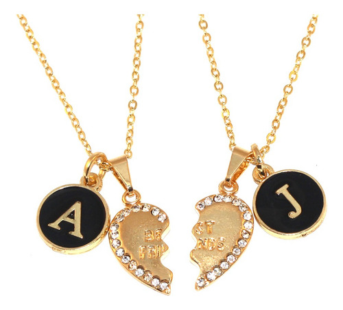 Collar de cordón chapado con la inicial Bff de Best Friends Amigas de 18 quilates