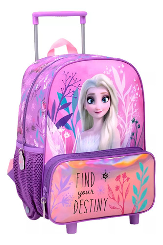 Mochila Carrito Frozen 14 Pulgadas Wabro Color Lila Diseño De La Tela Estampado