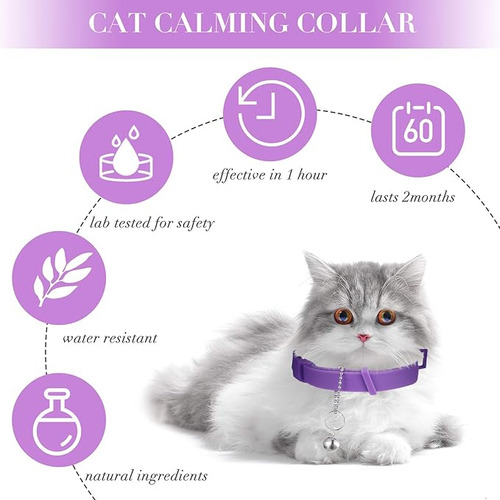 Collar Calmante De Feromona Para Gatos Con 2 Campanas