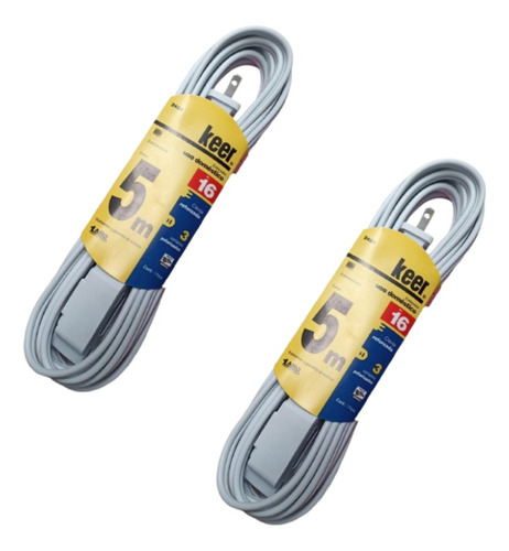 2 Pzas Extensión Doméstica Keer 5 Mts 2 Conductores 5 A