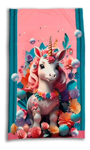 Toalla De Baño Diseño Unicornio 155x85 Cm Microfibra Suave Rosa Unicornio