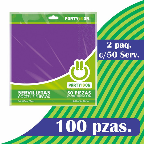 Servilleta Desechable Tamaño Coctel Party Is On 100 Piezas