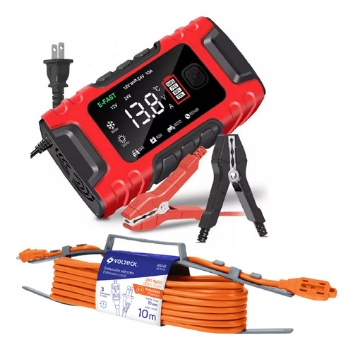 12v 7a Cargador Autonomo De Batería Con Extension De 10 Mts.