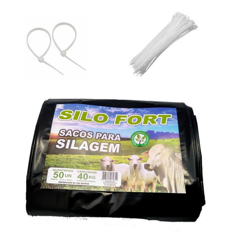 Imagem 2 de 9 de Sacos Para Silagem Prt 51x100 200 Micra 300un C/abraçadeiras