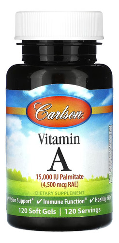 Carlson Labs, Vitamina A 4500 Mcg (15,000 Iu) 120 Sfgels Sabor Sin Sabor