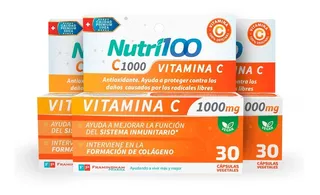 Nutri100 Vitamina C 1000 Mg - Suiza - 90 Cáps. Vegetales