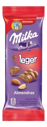 Chocolate Negro Milka Leger Almendrado Aireado