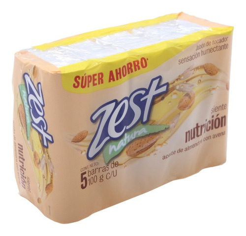 Jabón De Tocador Zest Aceite De Almendra Con Avena 5 Pzas