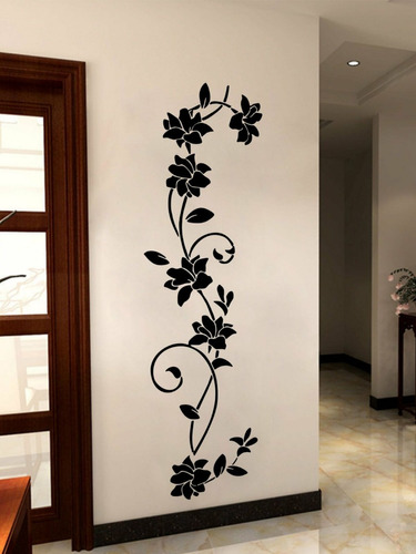 Sticker Pared Minimalista Moderno Decoracion Flores Mural